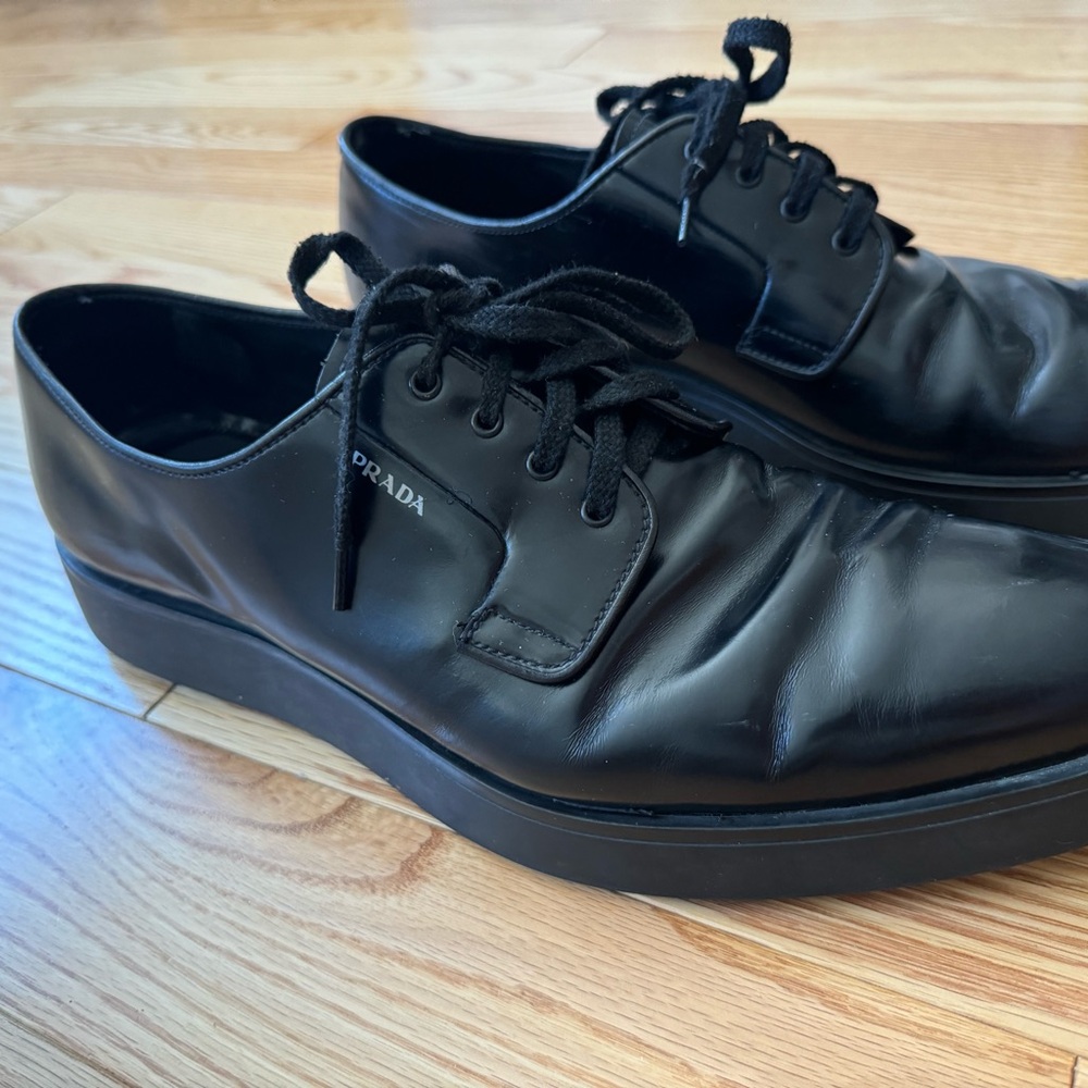 Prada Men's Black Leather Oxfords